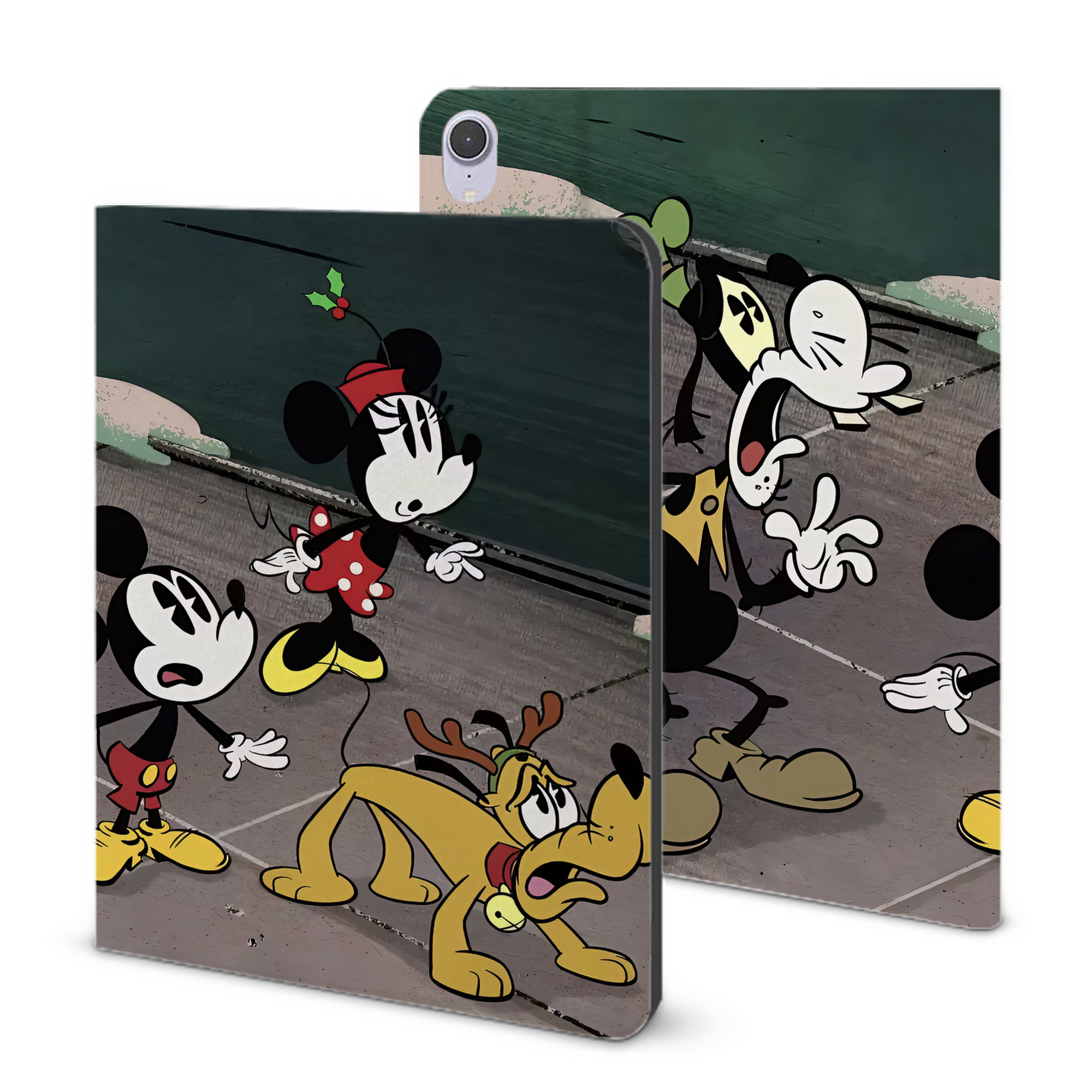 （画像用） ミッキーマウス Mickey Mouse IPad ケース ブック型 PUレザー TPU 耐衝撃 軽量 薄型 ペン収納なし 全面保護 IPad 各モデル対応